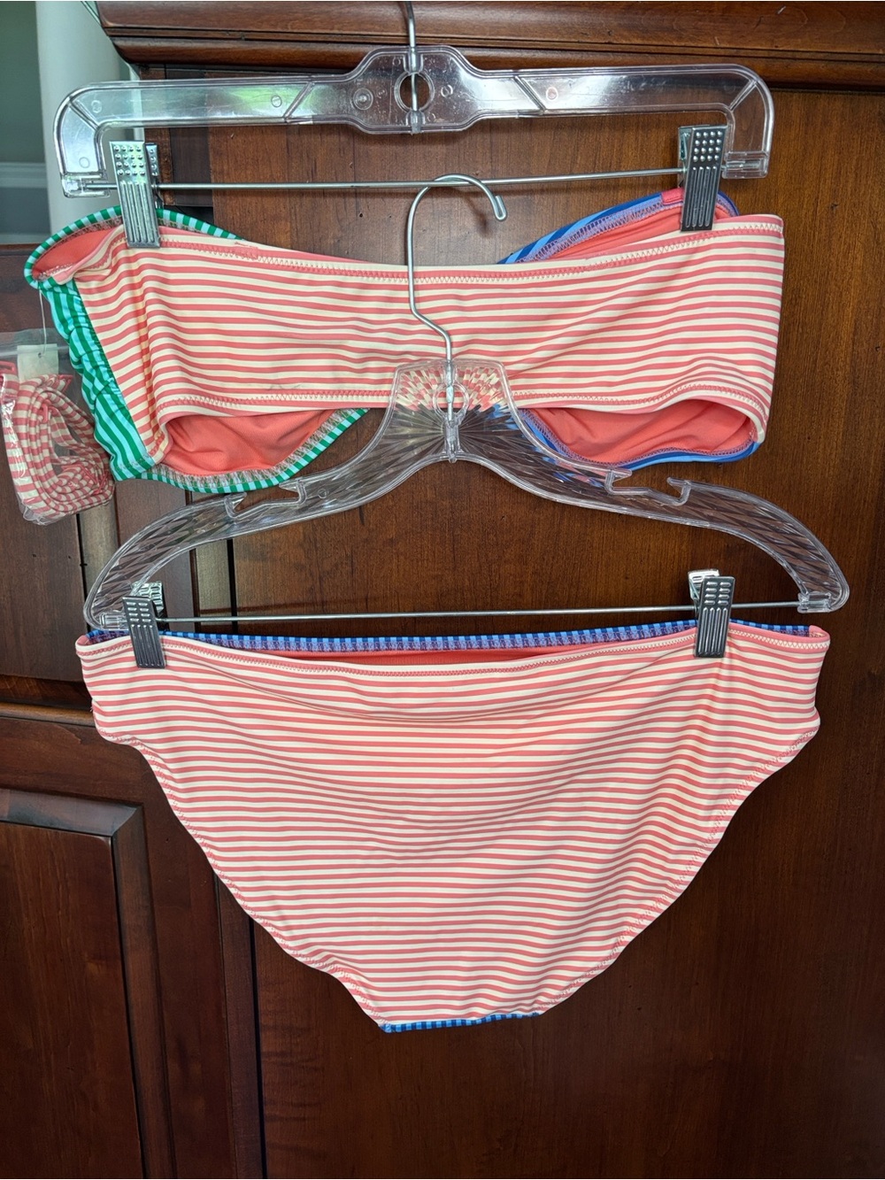 Aerie 3-pc Bikini Set, Multi-stripe Bandeau Ring Top/ 2 bottoms - Picture 8 of 14